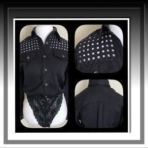 Like New Black Long Sleeve Button Up Bodysuit 🖤🖤